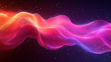 Obraz premium Colorful Abstract Waves with Stars on Deep Background