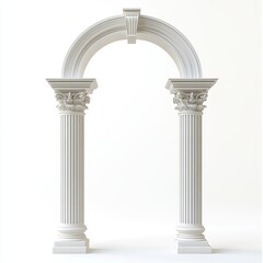 Obraz premium Column arch isolated on a white background for architectural and design visuals