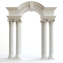 Obraz premium Column arch isolated on a white background for architectural and design visuals