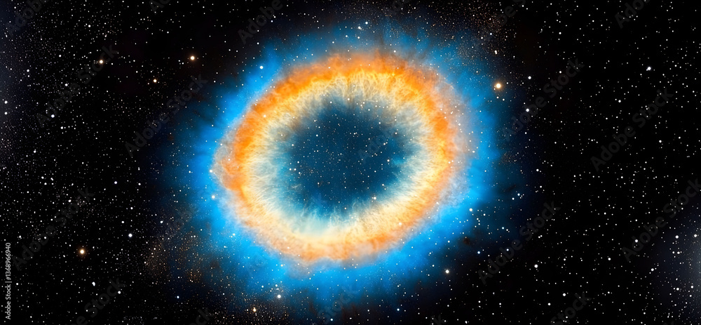 Wall mural vibrant cosmic nebula displays dazzling colors and intricate patterns in the depths of space, showca
