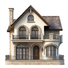 Obraz premium Contemporary European house isolated on a white background for architectural design
