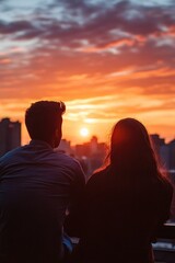 A couple relaxing on a balcony as they watch the sunset, a perfect moment to share with loved ones