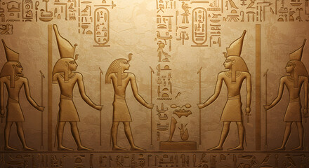 Ancient Egyptian Hieroglyphics on Bronze to Cream Gradient Background