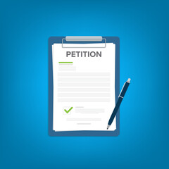 Petition concept. Collective public appeal document. Signing	