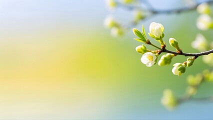 Spring Bloom on Branch with Sunny Light - Natural Beauty