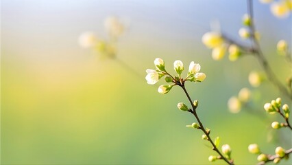 Spring Blossoms on Branch - Soft Natural Light Background