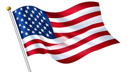 Obraz premium Waving Flag with Stripes and Stars Patriotic Symbol National Identity Celebration of Freedom