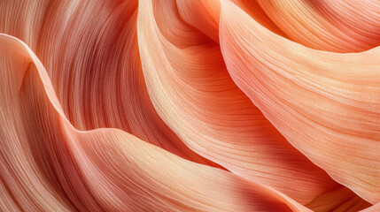Obraz premium A high-definition close-up of elegant fungi folds, vibrant coral colors with hints of rose gold, dynamic upward curves