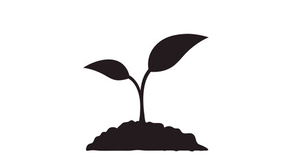 Minimalist Black Silhouette of a Sprouting Plant – Growth and Nature Symbol