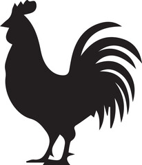 Black Silhouette of a Rooster – Farm Animal Icon for Agriculture and Branding