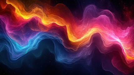 Obraz premium Vibrant Abstract Flow of Colorful Waves with Cosmic Background