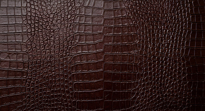 Sophisticated deep brown crocodile leather pattern for luxurious designs and backdrops