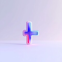 Obraz premium Neon Plus Sign on Light Background