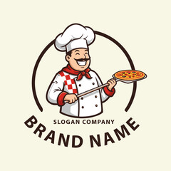 Pizza logo. A special design for pizza shops that provide delivery service. Editable logo template.