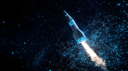 Obraz premium Futuristic Rocket Launch In Space