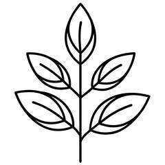 Vector tree silhouette with leaves in black and white design