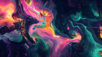 Obraz premium Vibrant cosmic dance of colors blending in a swirling abstract masterpiece