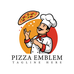 Pizza logo. A professional logo template for fast food chains and pizzerias. Editable logo template.