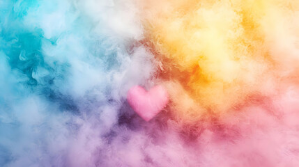 Obraz premium Colorful Pastel Clouds With A Pink Heart