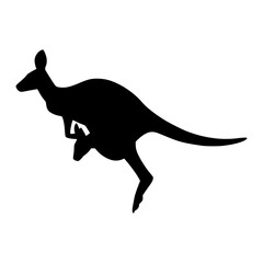 Kangaroo Silhouette - Jumping Animal Vector