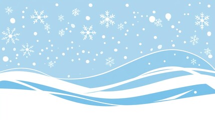 Winter Wonderland Snowflakes Falling Over Rolling Hills in a Serene Landscape