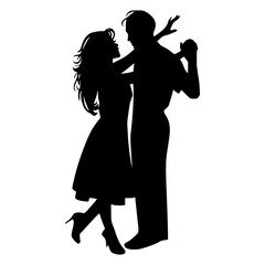 Silhouette Couple Dancing - Vintage Style