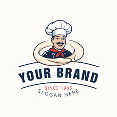 Pizza logo. A visual design suitable for fast food restaurants. Editable logo template.