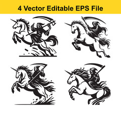 A Grim Reaper riding a Unicorn vector