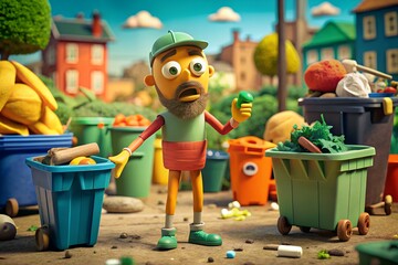 Acclamation Trash Transformation into Useful Object – Stop Motion Style Animation Frame
