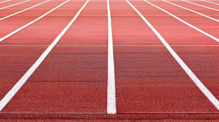 Perspective View of Red Running Track with White Lines