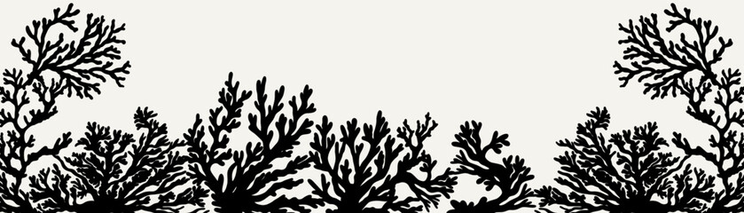 Black coral reef pattern. Modern minimalist organic coral shapes in Matisse style. Vector graphic illustration. © Tetiana Komarytska