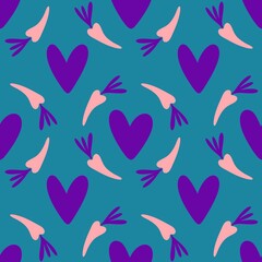 Summer vegetable seamless carrots pattern for wrapping paper and fabrics and kids clothes print and kitchen textiles