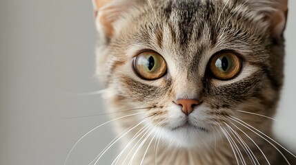 Curious feline gazes with bright eyes in a cozy indoor setting during the afternoon sunlight