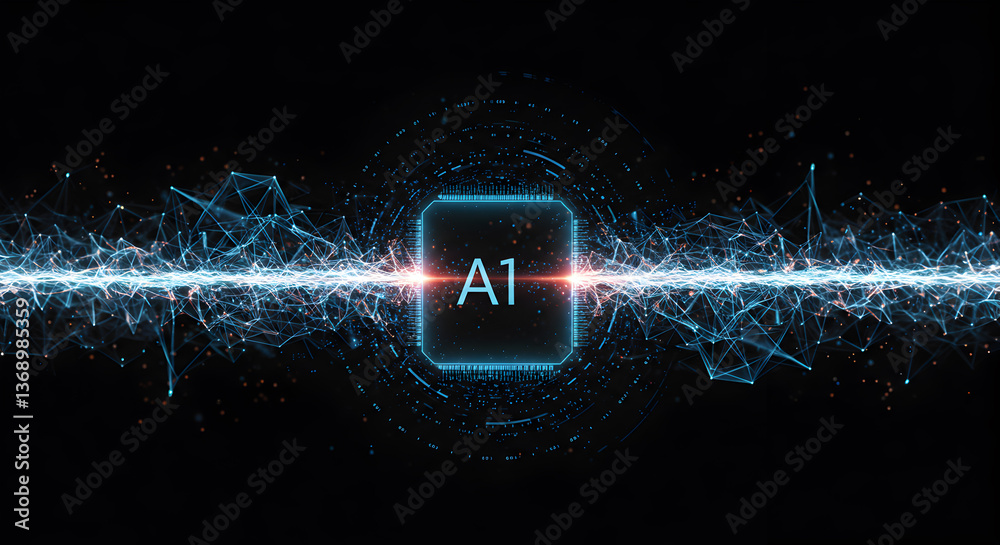 Poster abstract visualization of artificial intelligence neural network connection