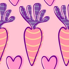 Summer vegetable seamless carrots pattern for wrapping paper and fabrics and kids clothes print and kitchen textiles