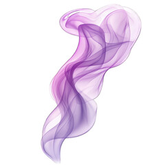 Obraz premium Purple translucent smoke ribbon on white background. Soft flowing curves with layered wisps and airy gradients. Calm mystery and creative transformation. Ideal for branding, posters