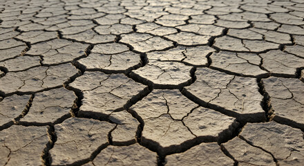 Parched earth textures present dramatic cracked landscape formations, arid scenery