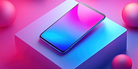 3D smartphone on gradient podium background	