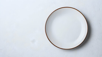 Empty White Plate On Light Gray Concrete Surface