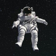 Fototapeta premium Astronaut floats amidst a star-studded cosmos arms outstretched in serene weightlessness The vast expanse of space su