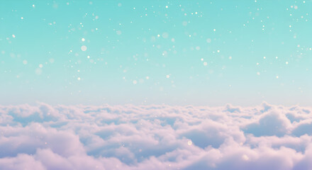 Ethereal Dreamscape: Gradient Sky Above Lavender Clouds with Glittering Celestial Dust