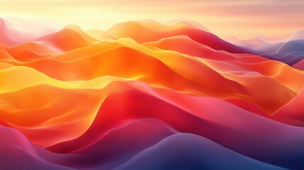 Fototapeta premium Colorful Abstract Landscape with Flowing Waves of Warm Tones