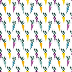 Summer vegetable seamless carrots pattern for wrapping paper and fabrics and kids clothes print and kitchen textiles