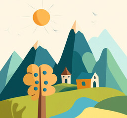 Fototapeta premium landscape with houses