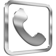 Phone 3D icon with silver metallic effect