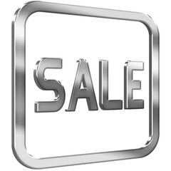 Sale Word 3D icon with silver metallic effect