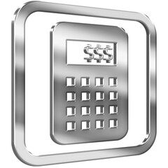 Calculator 3D icon with silver metallic effect