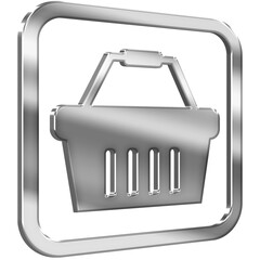 Shopping Cart 3D icon with silver metallic effect