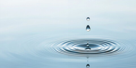 Water drop creating ripples on calm surface  
