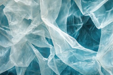 Obraz premium Blue translucent fabric texture, draped, abstract background, design